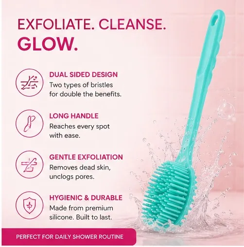 Silicone Back Scrubber Brush | Long Handle Bath Brush thumbnail 3