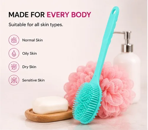 Silicone Back Scrubber Brush | Long Handle Bath Brush thumbnail 6