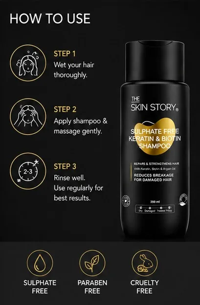 Sulphate Free Keratin & Biotin Shampoo 450ml thumbnail 7