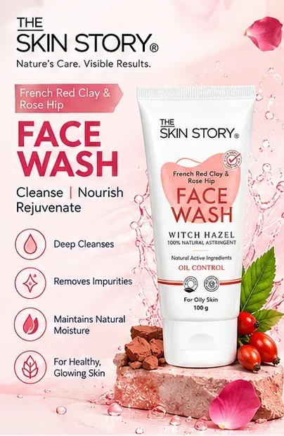 French Red Clay & Rose Hip Face Wash 100ml thumbnail 2